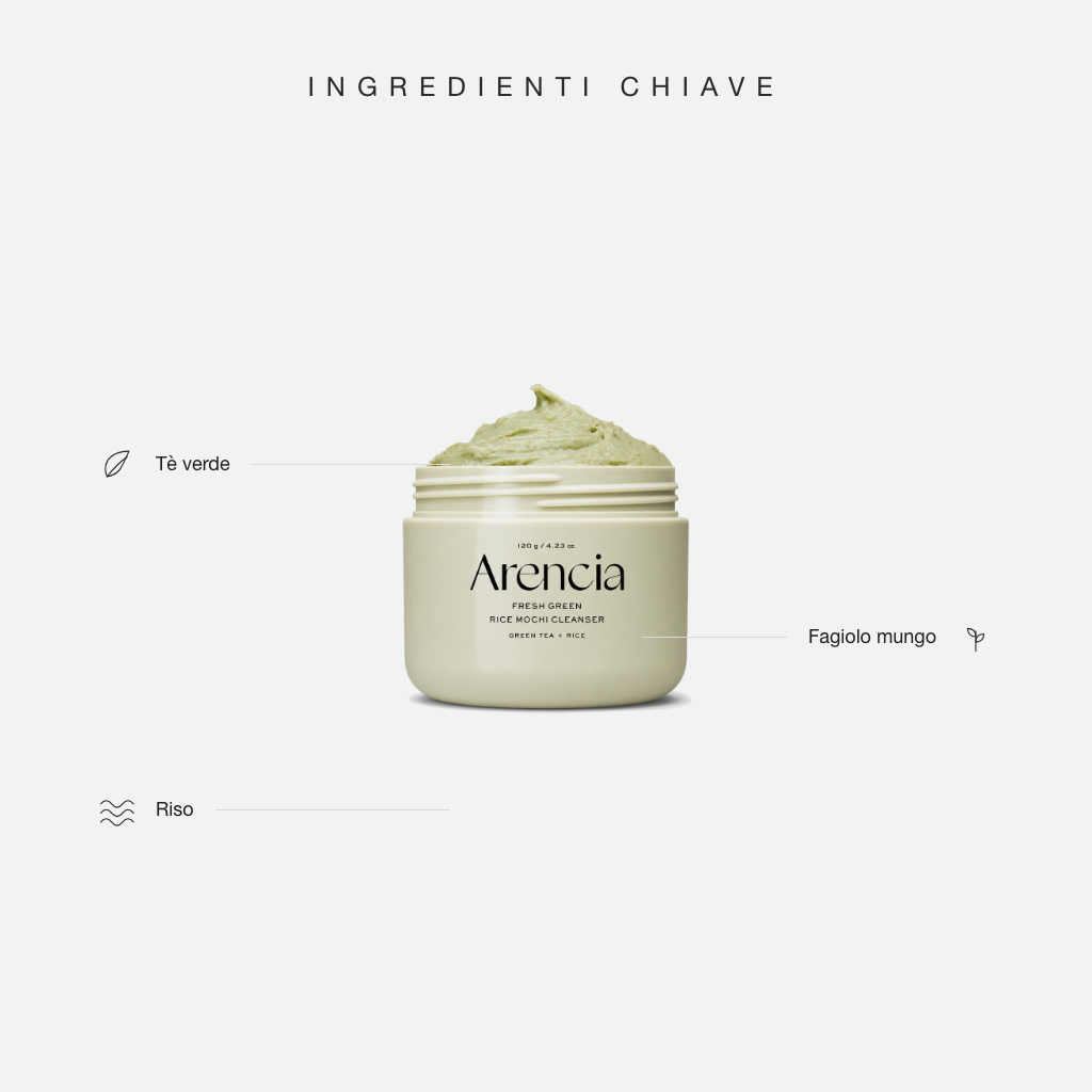 Arencia Fresh Green Rice Mochi Cleanser - ingredienti chiave