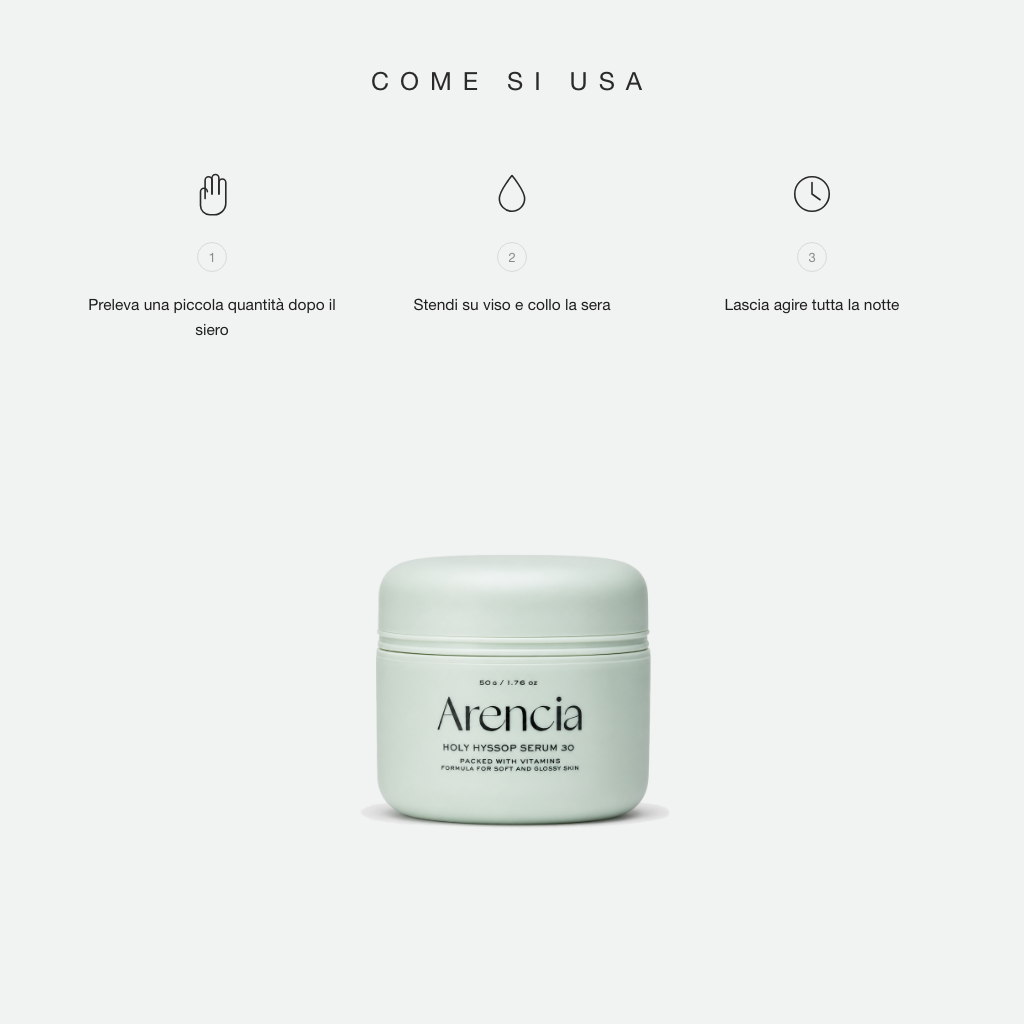 Arencia Holy Hyssop Serum 30 - come si usa in tre step