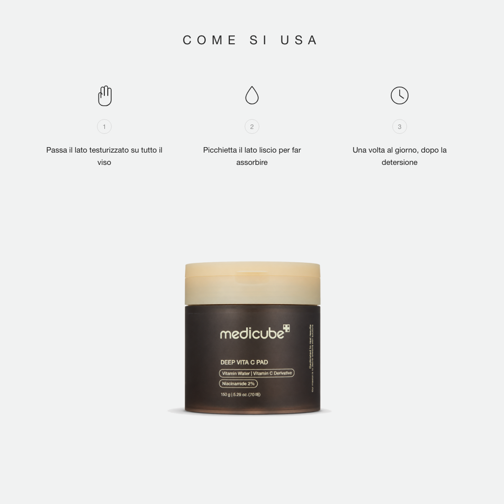 Medicube Deep Vita C Pad - come si usa in tre step