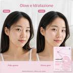 Medicube PDRN Pink Collagen Gel Mask - Maschera Rimpolpante 4 Pezzi da 28g - prima e dopo, immagine illustrativa