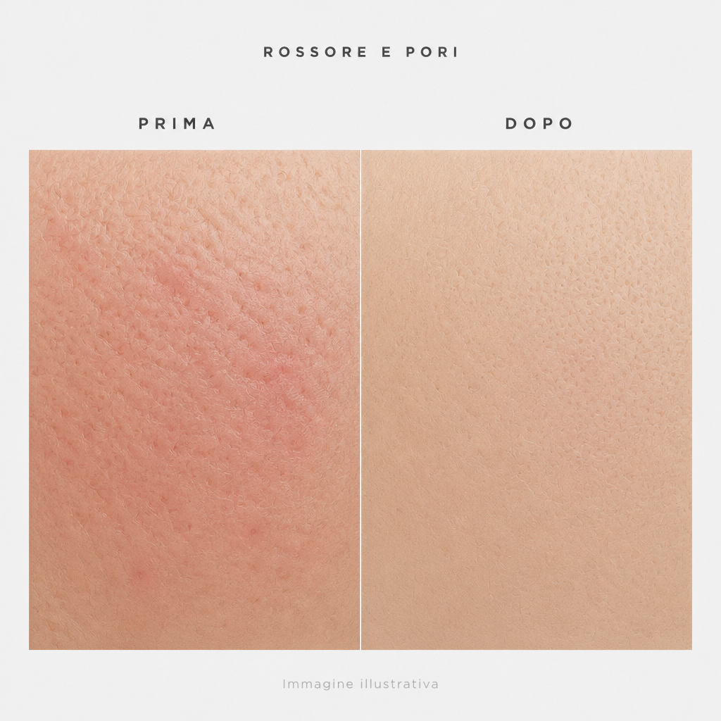 Rossore e pori prima e dopo - immagine illustrativa